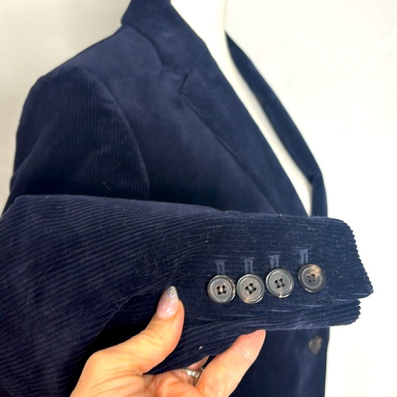 Theory Deep Navy Power Corduroy One Button Blazer/Jacket - Picture 4 of 7